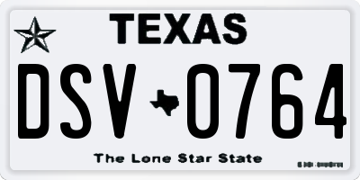 TX license plate DSV0764