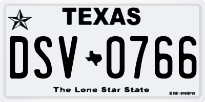 TX license plate DSV0766