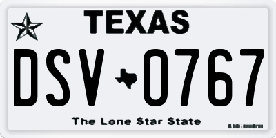 TX license plate DSV0767