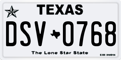 TX license plate DSV0768