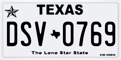 TX license plate DSV0769