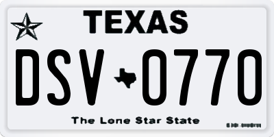 TX license plate DSV0770