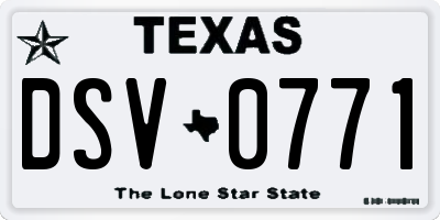 TX license plate DSV0771