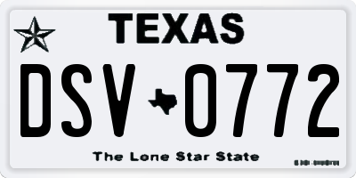 TX license plate DSV0772