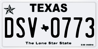 TX license plate DSV0773