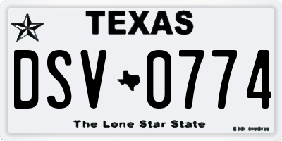TX license plate DSV0774