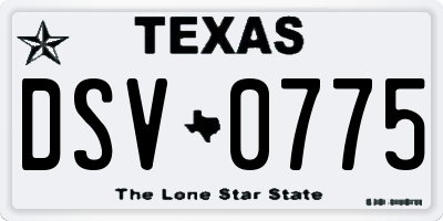TX license plate DSV0775