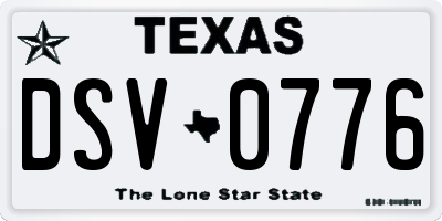 TX license plate DSV0776