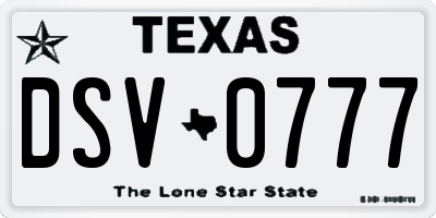 TX license plate DSV0777