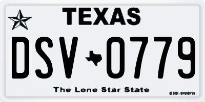 TX license plate DSV0779