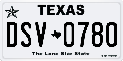 TX license plate DSV0780