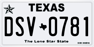 TX license plate DSV0781