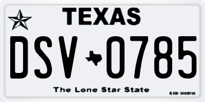 TX license plate DSV0785