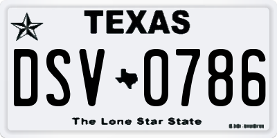 TX license plate DSV0786