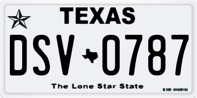 TX license plate DSV0787