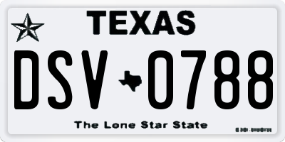 TX license plate DSV0788