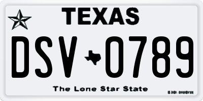 TX license plate DSV0789