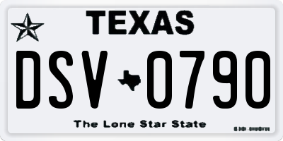 TX license plate DSV0790