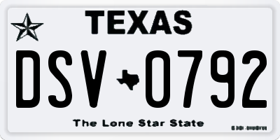 TX license plate DSV0792