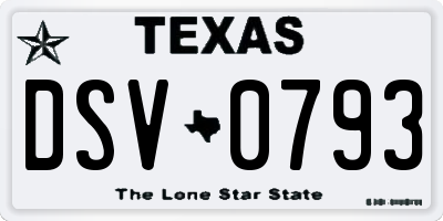 TX license plate DSV0793