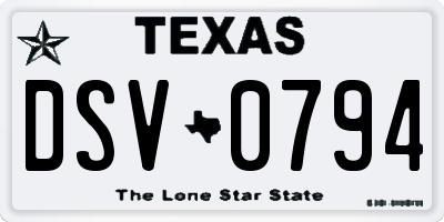TX license plate DSV0794