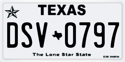 TX license plate DSV0797