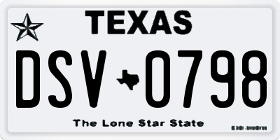TX license plate DSV0798