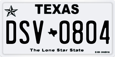 TX license plate DSV0804
