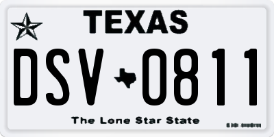 TX license plate DSV0811