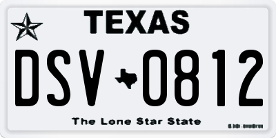 TX license plate DSV0812