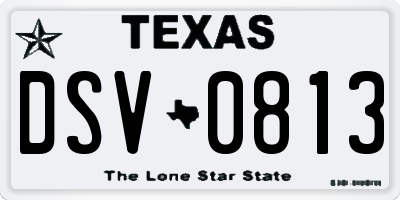 TX license plate DSV0813