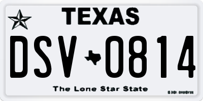 TX license plate DSV0814
