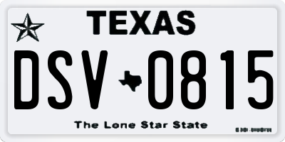 TX license plate DSV0815