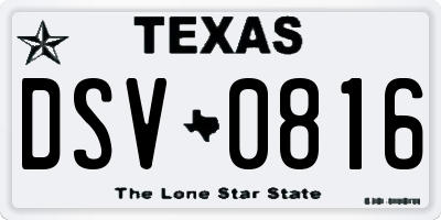 TX license plate DSV0816