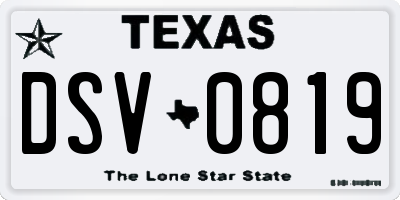 TX license plate DSV0819