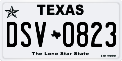 TX license plate DSV0823