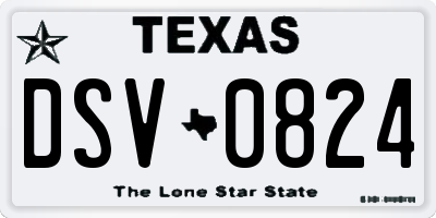 TX license plate DSV0824