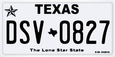 TX license plate DSV0827