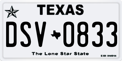 TX license plate DSV0833