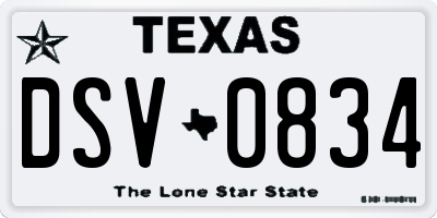 TX license plate DSV0834