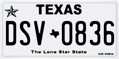 TX license plate DSV0836