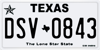 TX license plate DSV0843