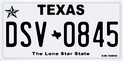 TX license plate DSV0845