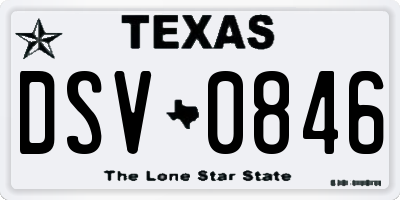 TX license plate DSV0846