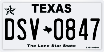 TX license plate DSV0847
