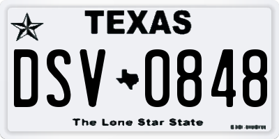 TX license plate DSV0848