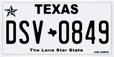 TX license plate DSV0849