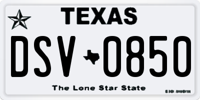 TX license plate DSV0850