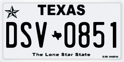 TX license plate DSV0851