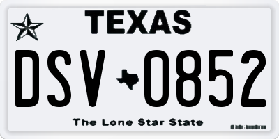 TX license plate DSV0852
